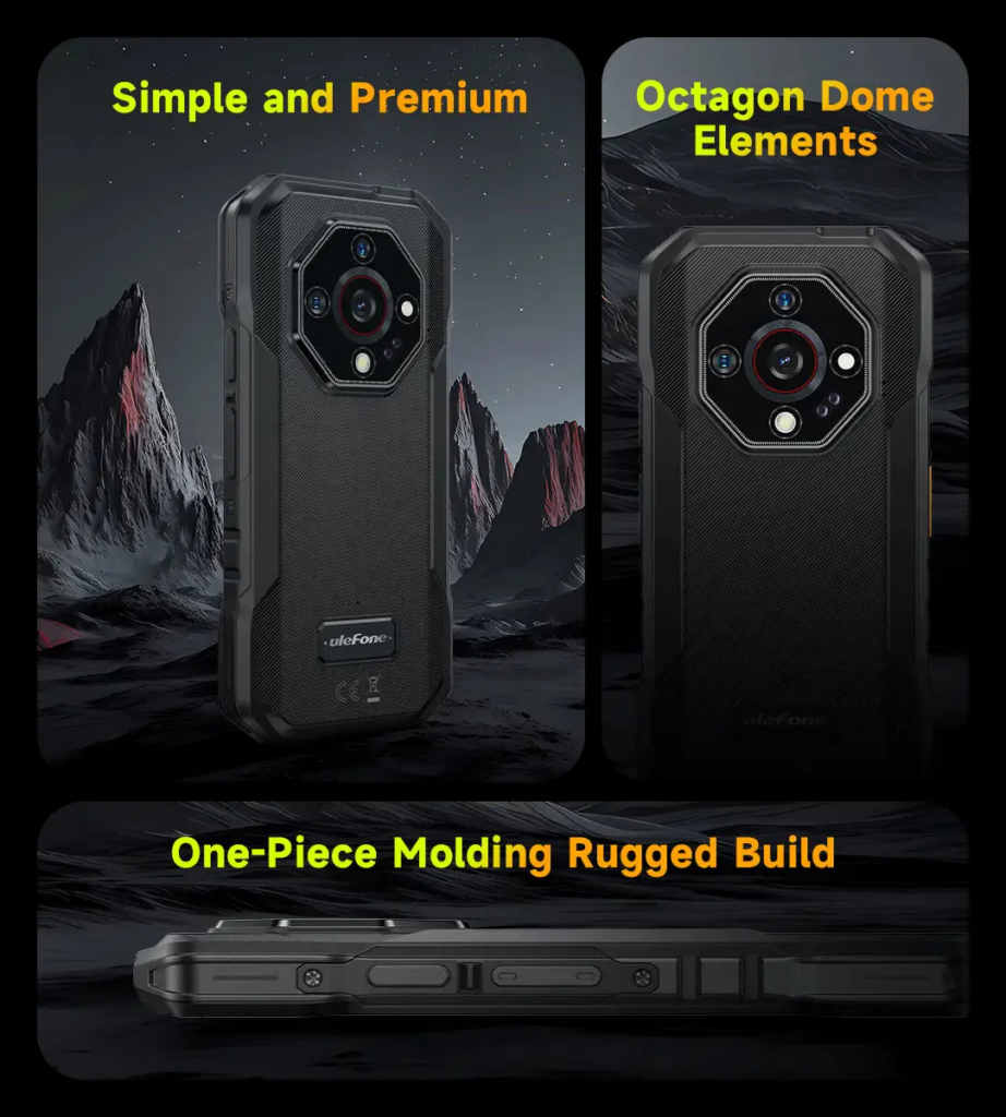 影像系統是 Armor X32 的最大亮點之一。其後置三鏡模組包括 4800 萬像主鏡頭 + 200 萬像微距鏡頭,以及全球首款 2000 萬像素夜視鏡頭。這顆夜視鏡頭配備雙紅外 LED 補光燈,即使在完全無光的環境下,也能捕捉清晰影像,非常適合夜間巡邏、野外探險等場景。