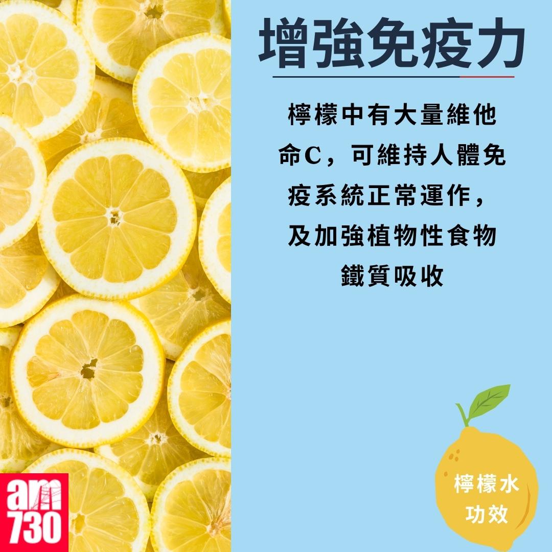 檸檬水功效|增強免疫力(am730製圖)