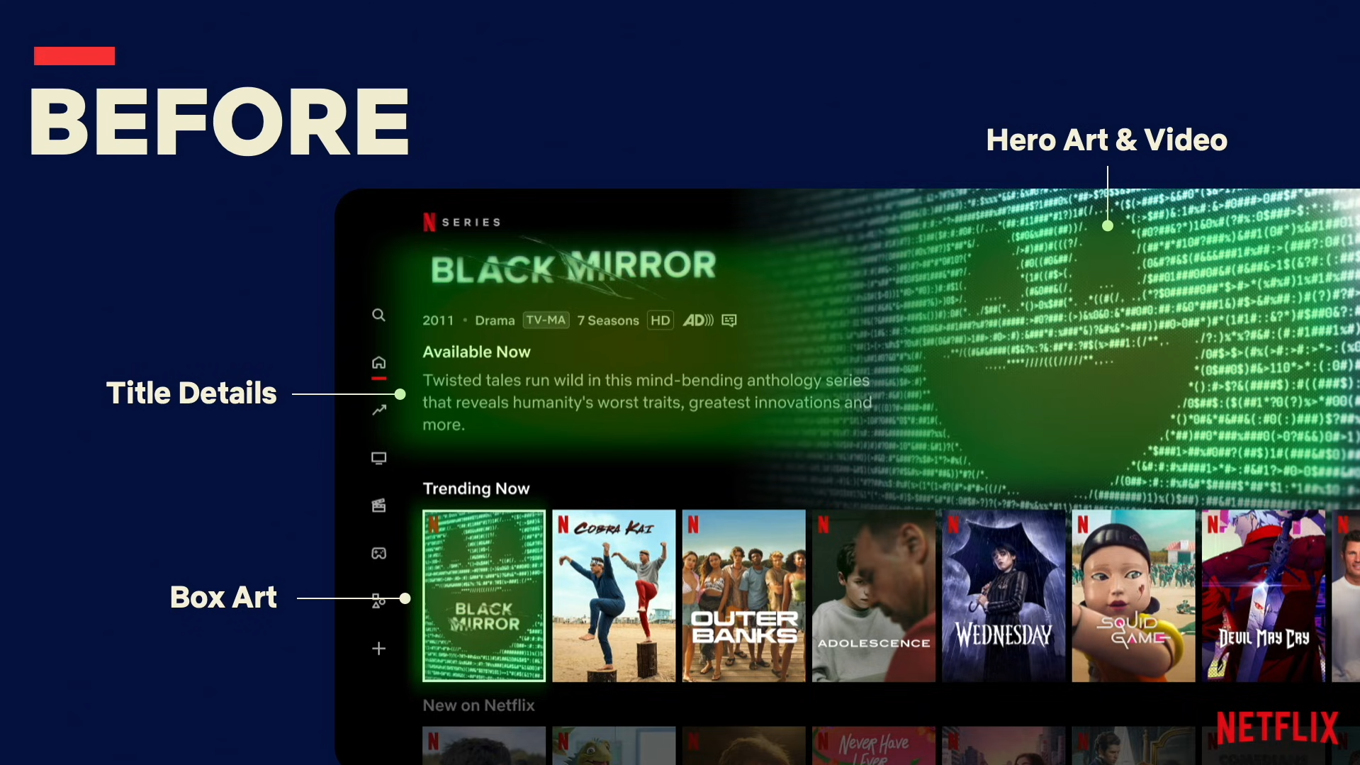 Netflix現在的主頁介面。