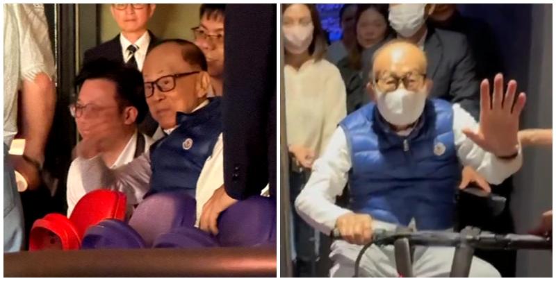 李嘉誠到場欣賞台灣天團「五月天」在啟德體育園主場館舉行的演唱會。(有線新聞/無綫新聞畫面)