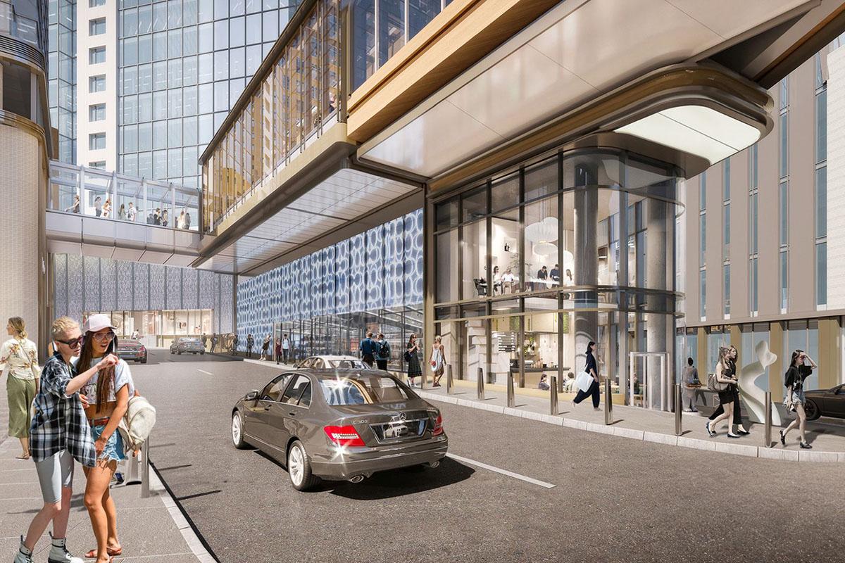 銅鑼灣利園商場擬建行人通道項目的效果圖。(發展局網誌圖片)