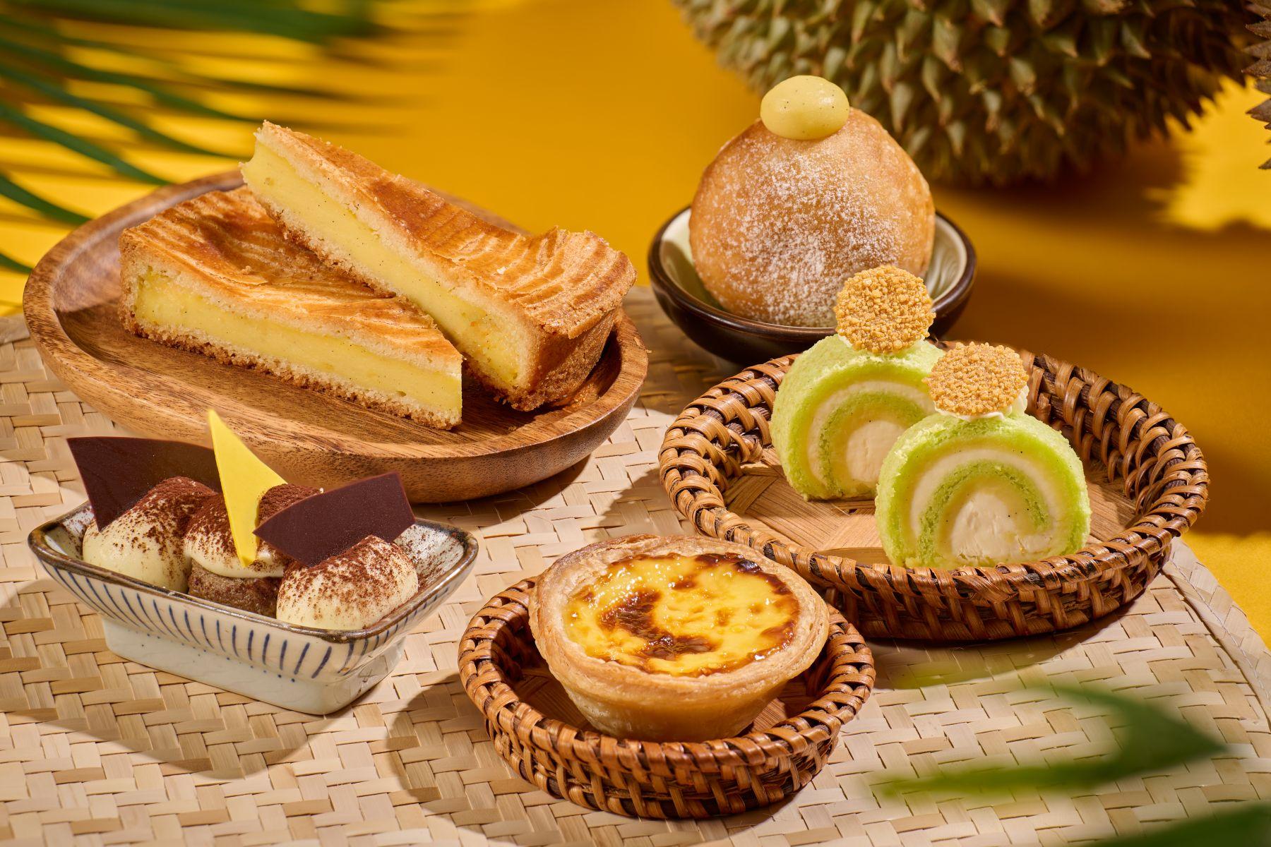 周末「榴槤飄香」下午茶自助餐甜點有榴槤葡撻、榴槤冬甩、榴槤提拉米蘇、榴槤巴斯克芝士蛋糕等。