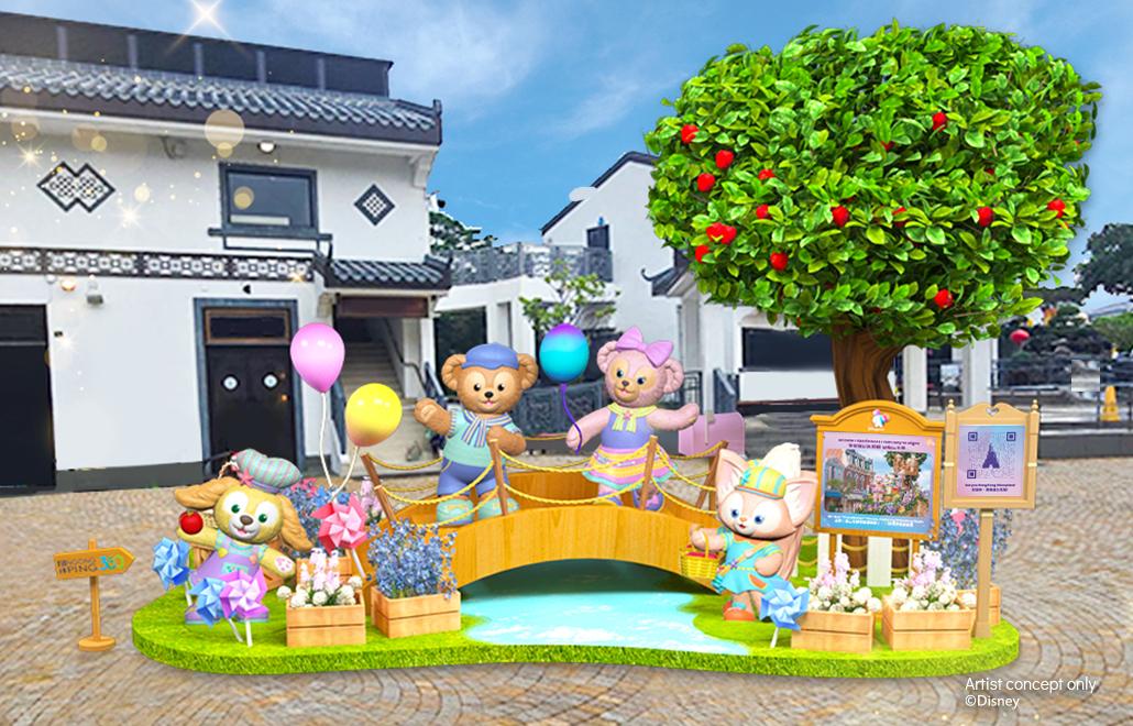 於昂坪市集涼亭前特設的Duffy與好友20周年主題裝置