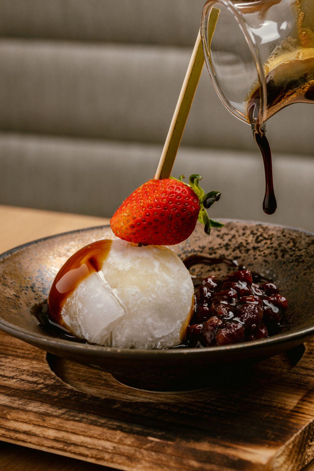 柚子雪見麻糬配紅豆