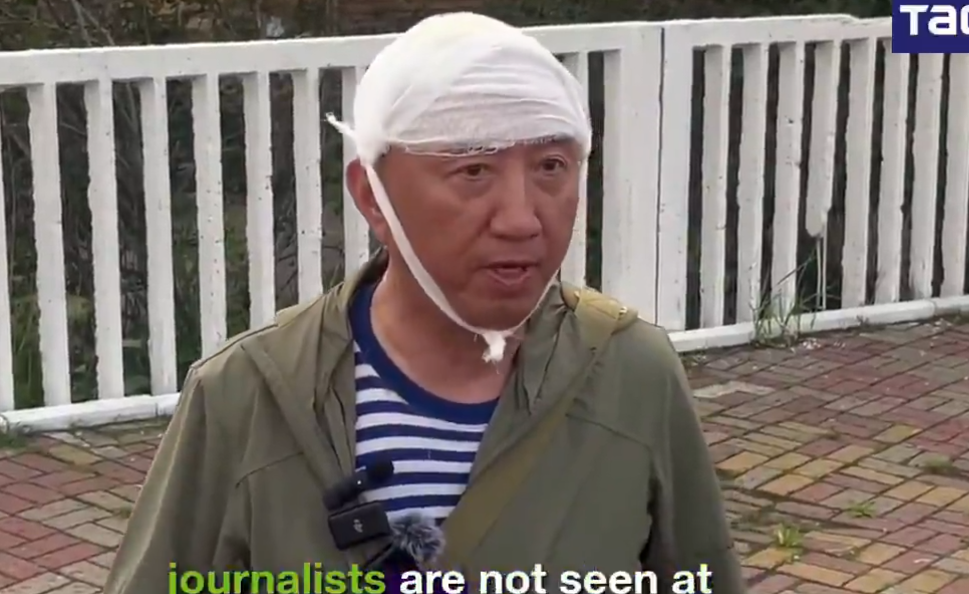 盧宇光後來接受俄羅斯傳媒訪問,稱自己在距離前線數公里處遭到無人機襲擊,頭部受輕傷,但並無大礙。儘管醫生建議他留院繼續治療,但他已出院並重返工作崗位。(影片截圖)