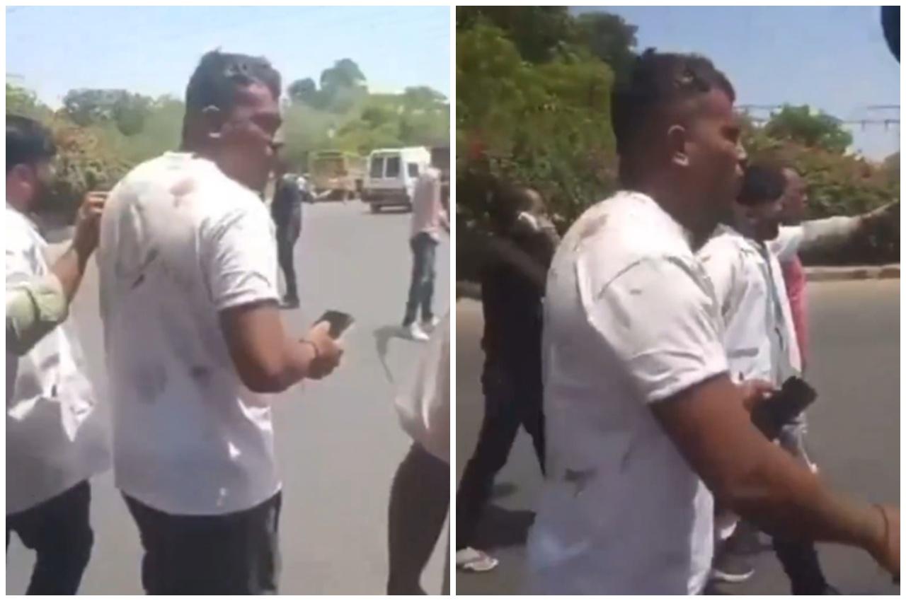 Ramesh面上有傷,身上染有血漬,但毋需人扶持。(X)