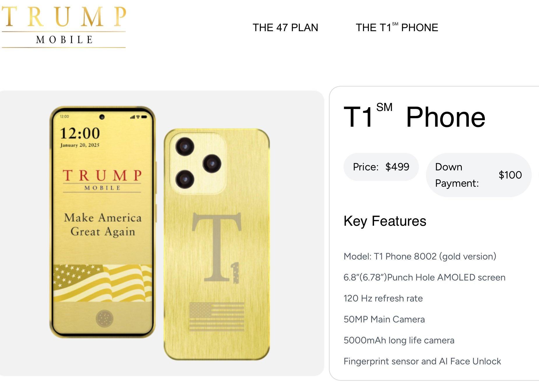 T1SM手機。(網上圖片)