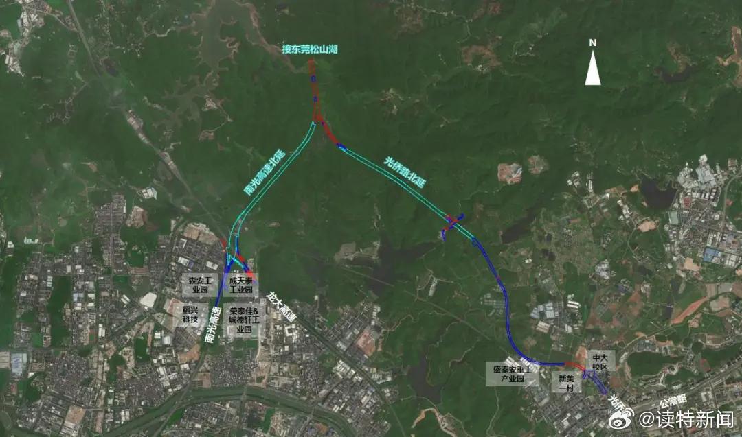 深莞兩地通過構建「2城際、2地鐵」的軌道網絡,提高「兩城」之間的商務通勤效率,結合兩市城市軌道規劃,推進已運營的深圳地鐵6號線支線,對接東莞地鐵1號線,年底即將通車的深圳地鐵13號線北延段,對接東莞地鐵5號線,建成後兩條線路設計運力約3.5萬人次/小時。