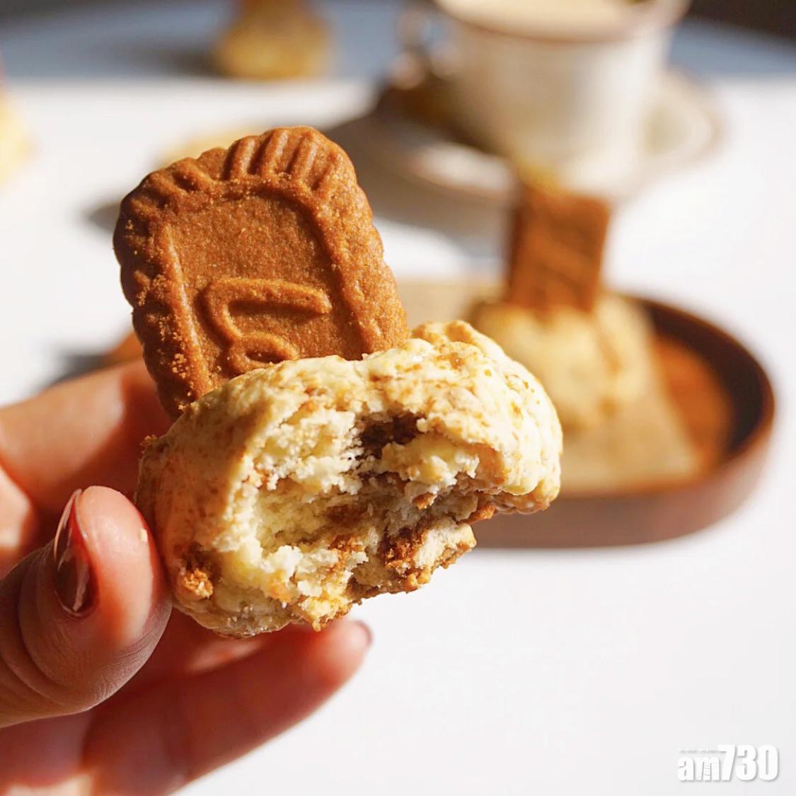 海鹽Lotus鬆餅咬開後仍然有啖啖焦糖餅乾。