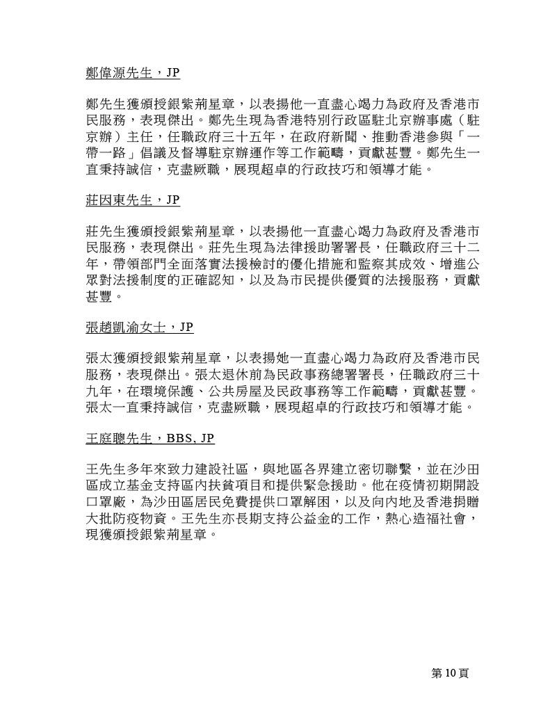 2025年銀紫荊星章名單。