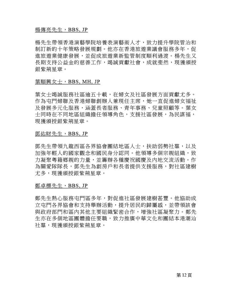 2025年銀紫荊星章名單。