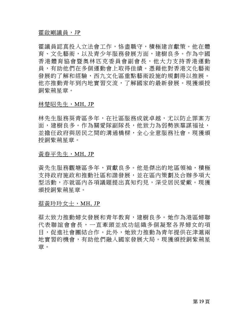 2025年銅紫荊星章名單。