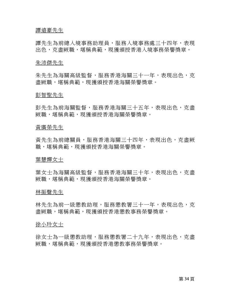 2025年紀律部隊及廉政公署榮譽獎章名單。