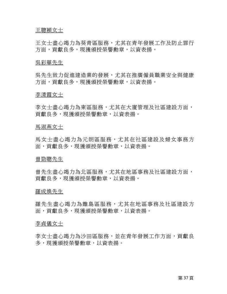 2025年榮譽勳章名單。