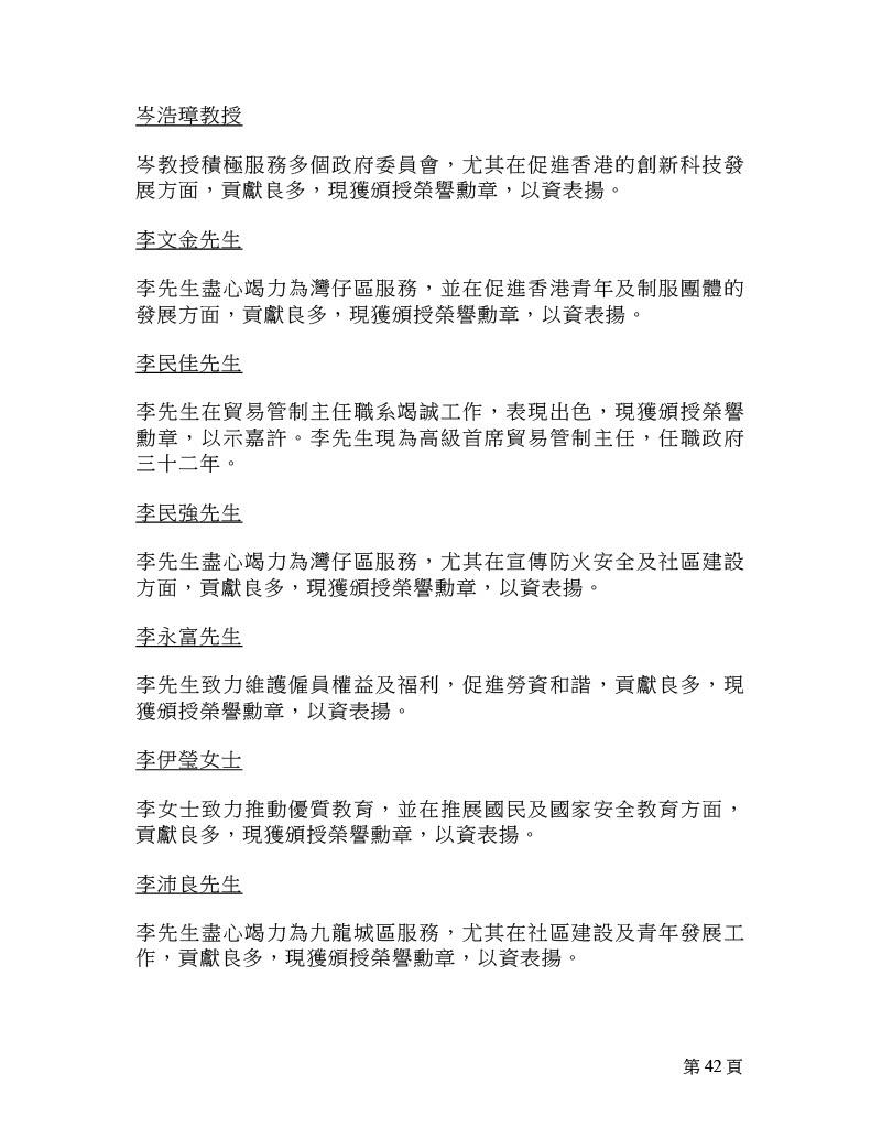 2025年榮譽勳章名單。