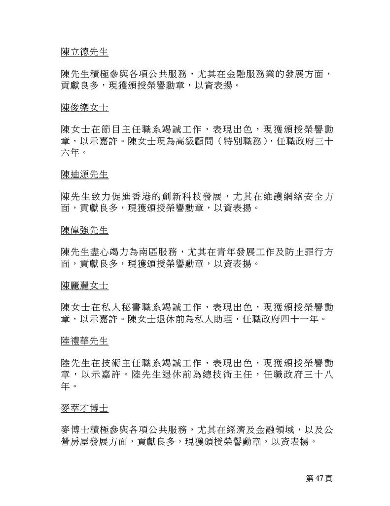 2025年榮譽勳章名單。