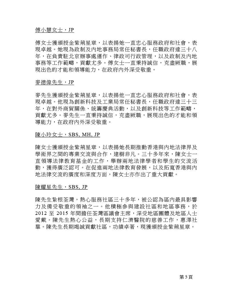 2025年金紫荊星章名單。