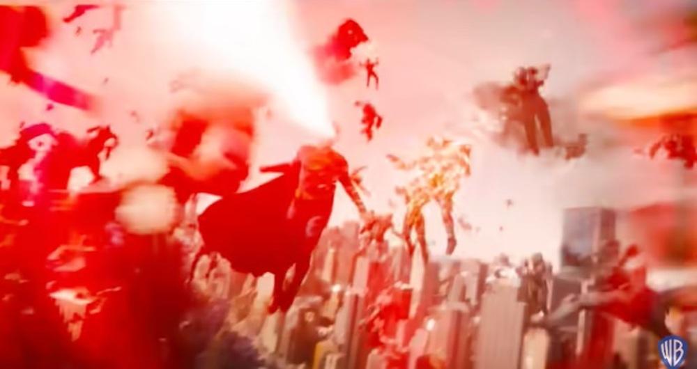 超人以熱視線射向四方八面而來的敵人。