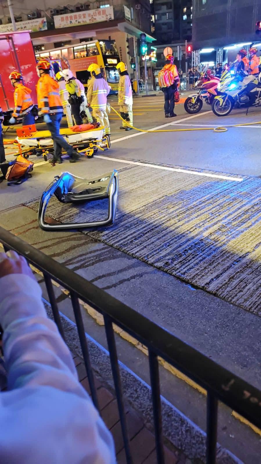 北角長命斜發生驚險車禍。(fb「香港交通及突發事故報料區」圖片)