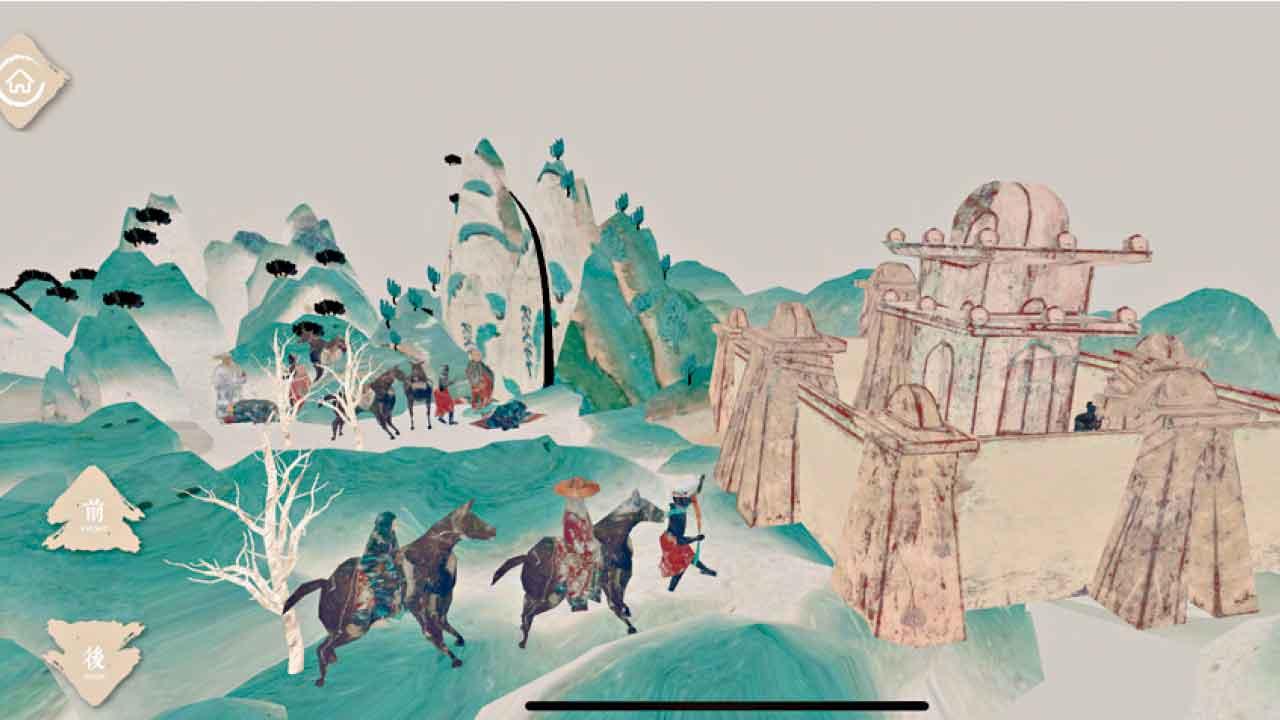 唐代敦煌莫高窟217窟的壁畫(節選)模型。