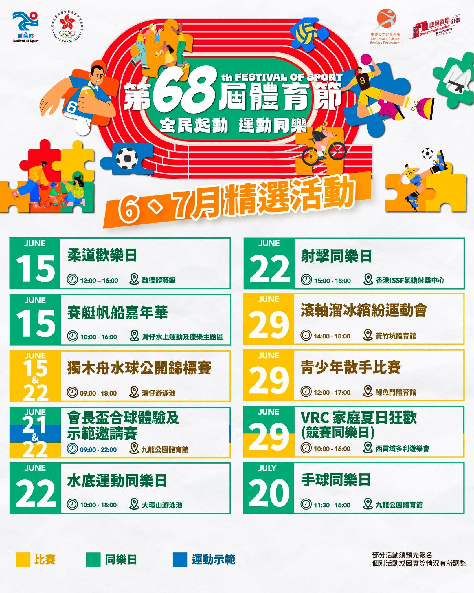 第68屆體育節活動時間表