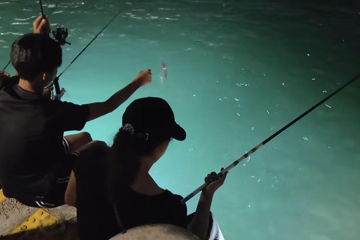 從現場片段所見,釣友們在短短1分鐘已經釣到4條魷魚。(FB群組「將軍澳主場」)