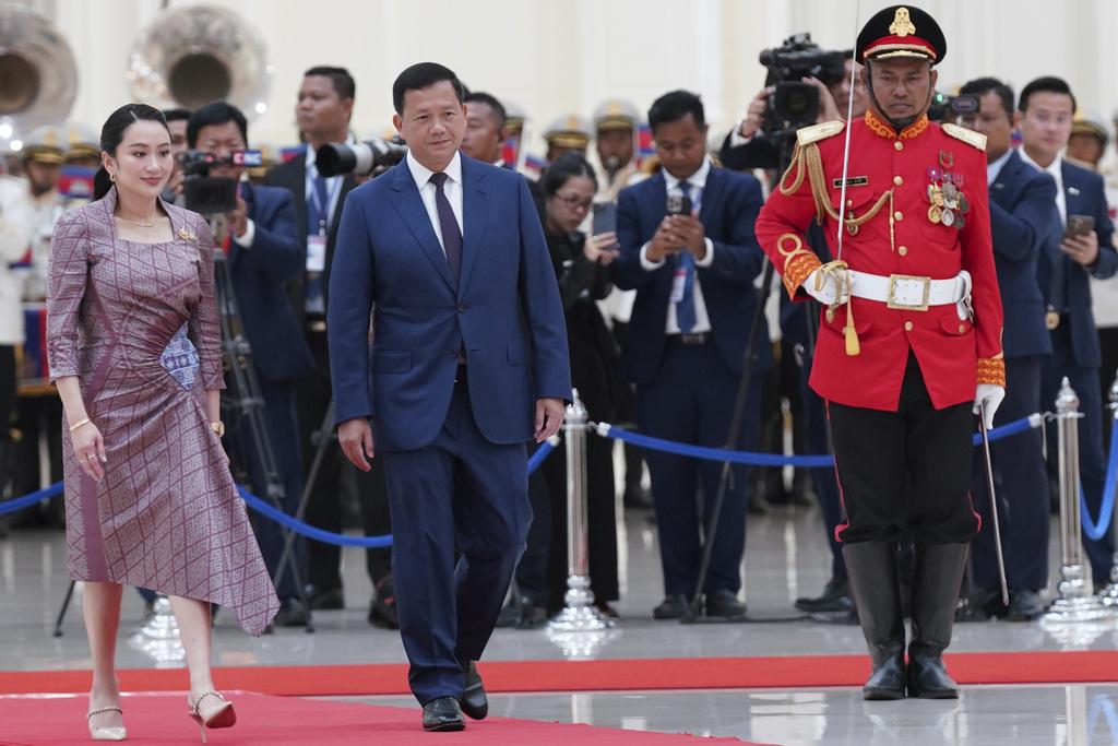 柬埔寨總理洪馬內與泰國首相佩通坦4月曾會面。(美聯社)