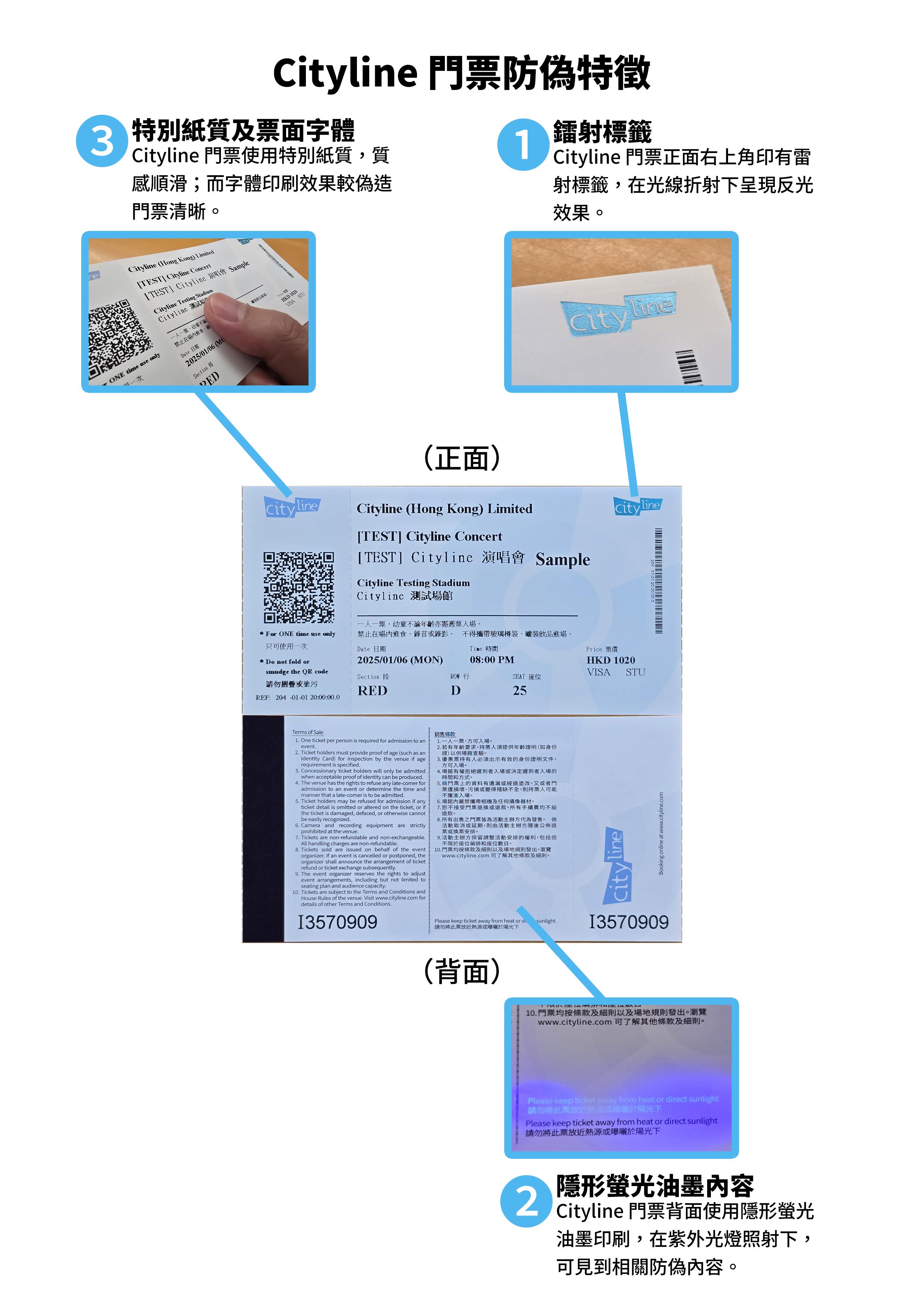 門票防偽特徵。