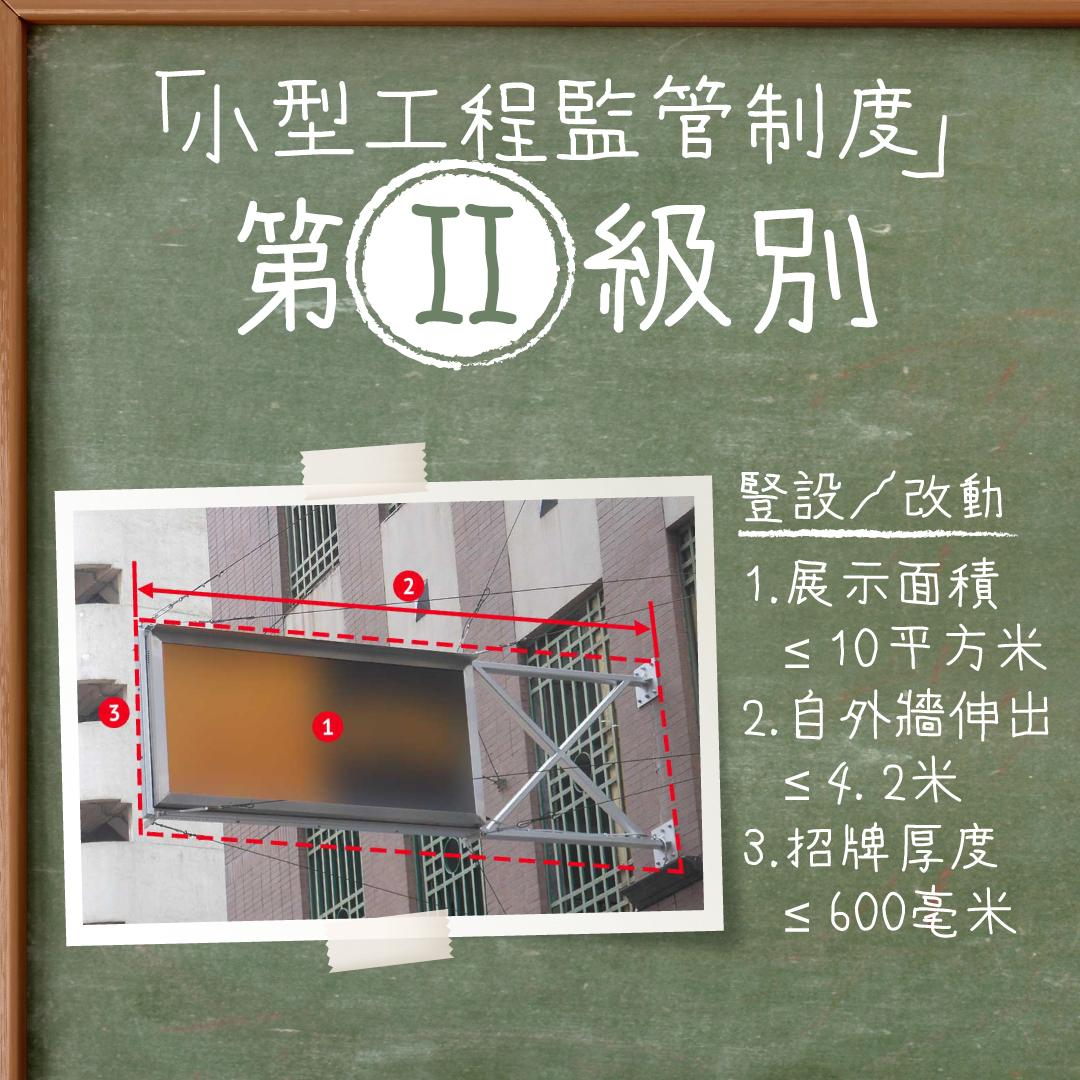 豎設招牌3大類別|小型工程監管制度 第2級別(屋宇署圖片)
