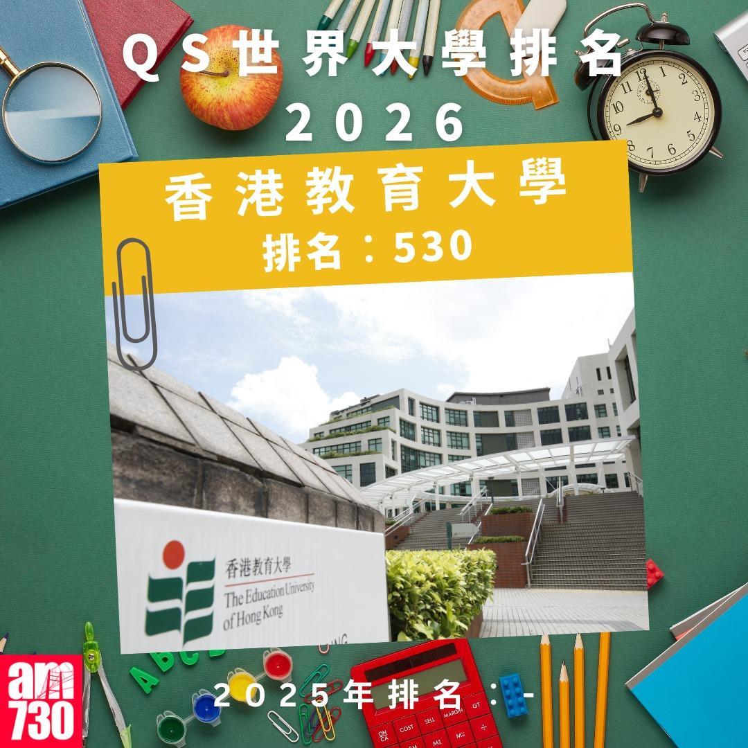 QS世界大學排名2026—本港大學排名|香港教育大學(am730製圖)