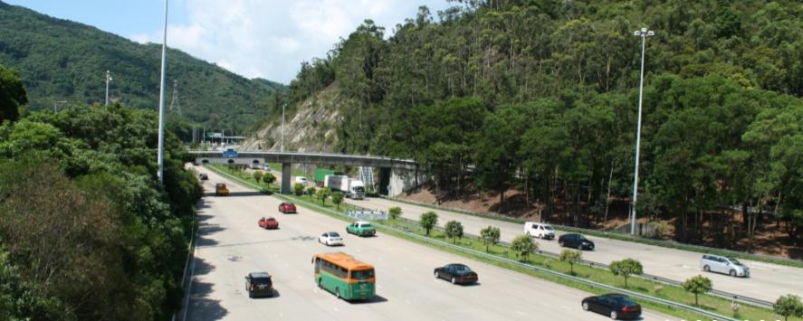 經過大欖隧道後,車輛直往八鄉、錦田、新田及元朗。(圖片來源:三號幹線(郊野公園段)有限公司網站)