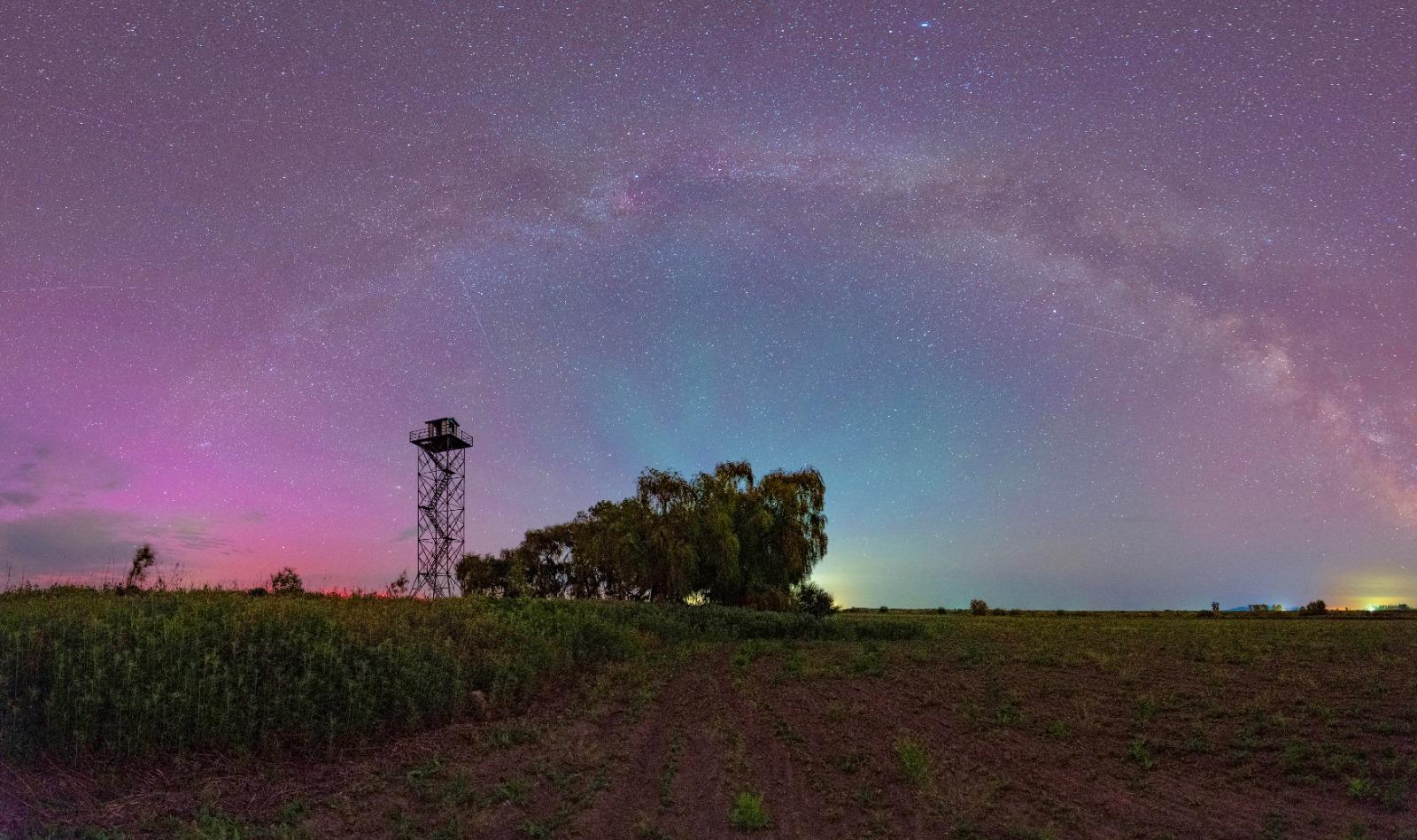 受地磁暴影響,黑龍江出現粉紅色及紫色極光。(新華社)