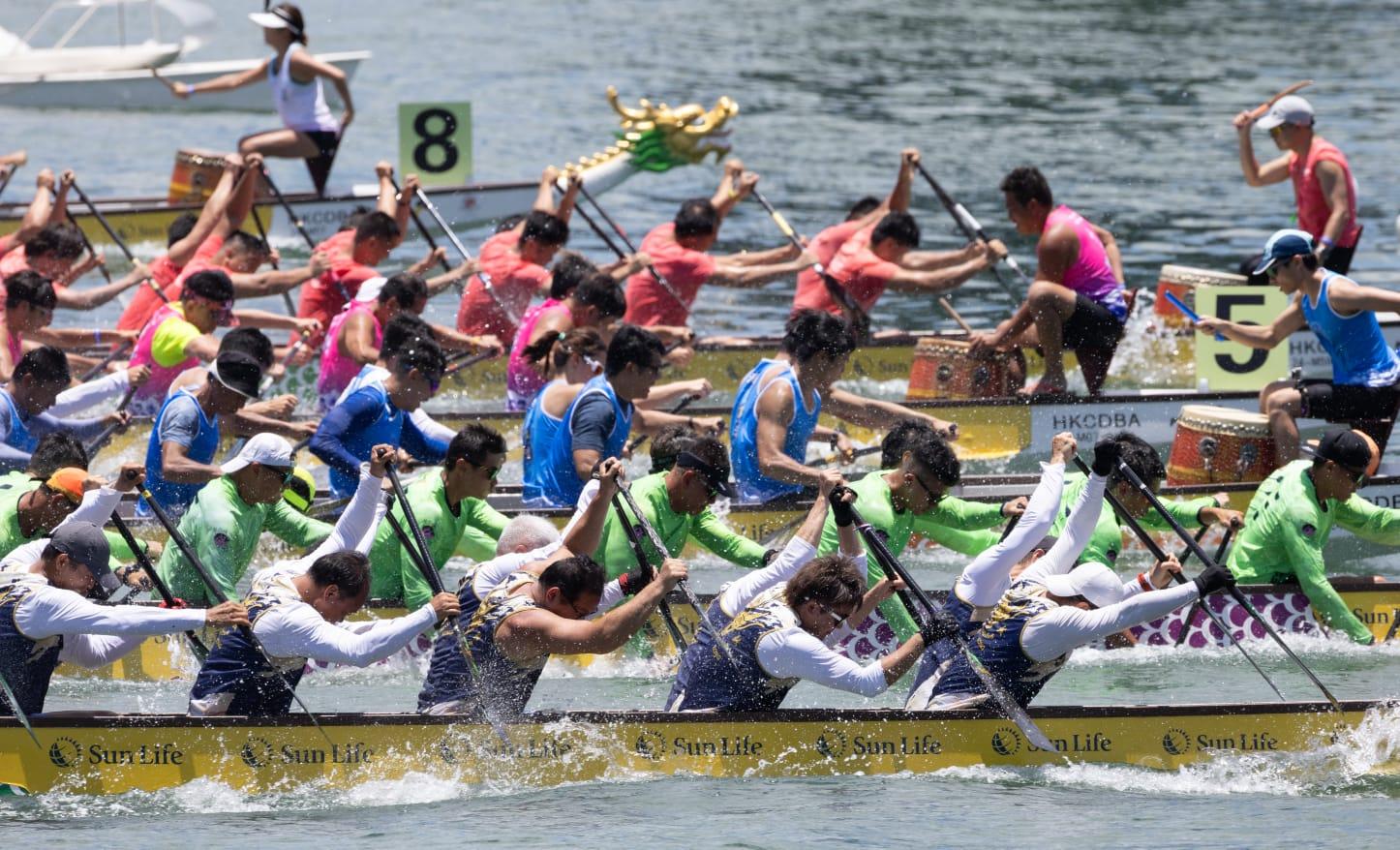 旅發局「永明香港國際龍舟邀請賽」一連兩日在維港上演 。(蘇文傑攝)