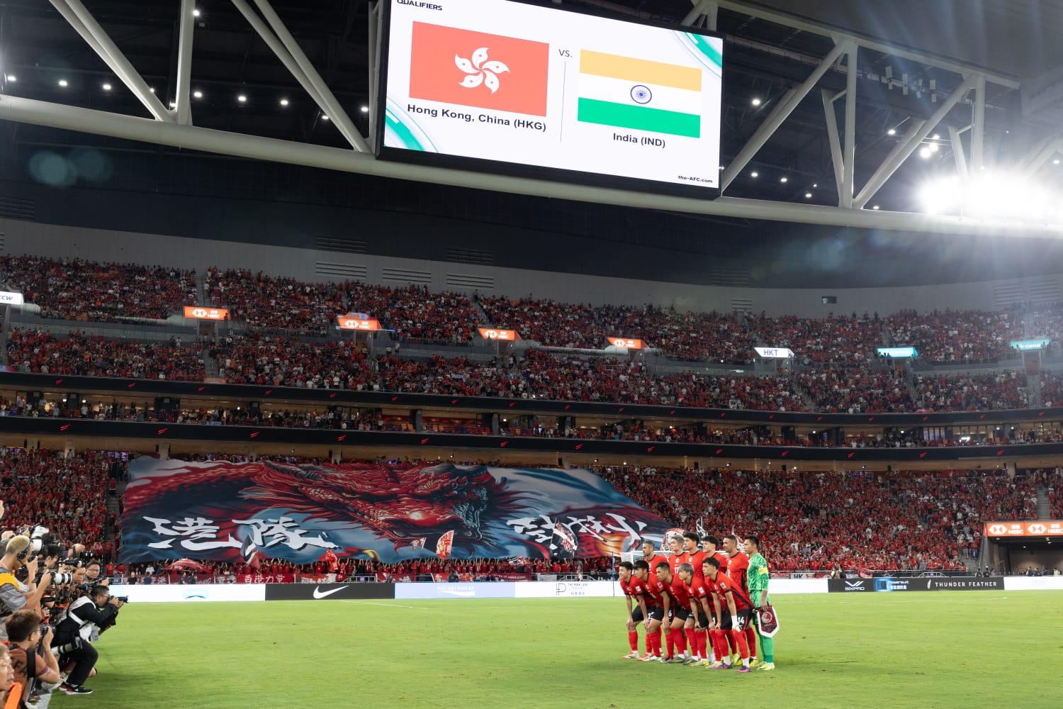 亞洲盃外圍賽香港隊啟德主場館對印度。(蘇文傑攝)