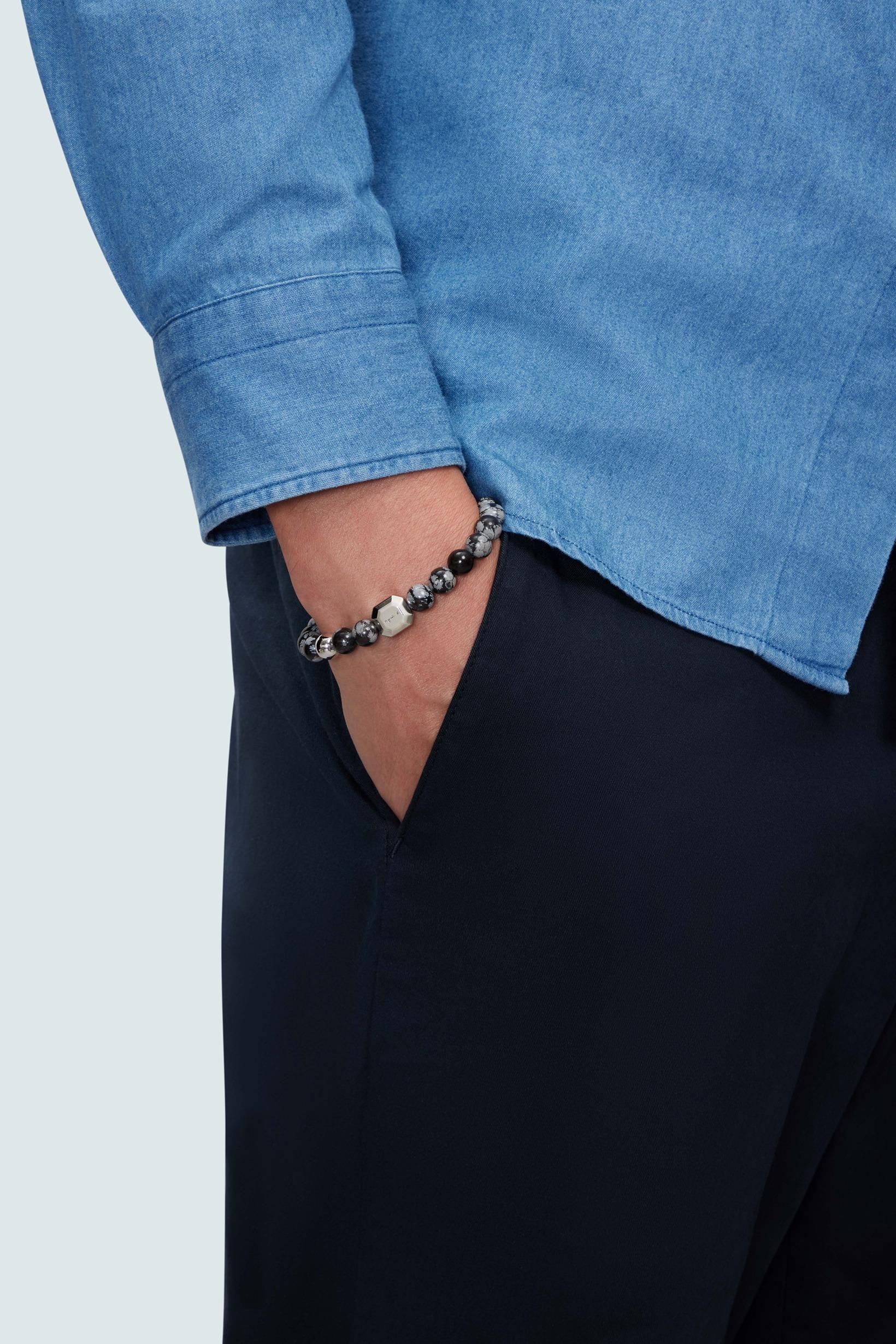 男裝 "Carving of love" 雪花黑曜石手鍊 原價$1,390 6折$834