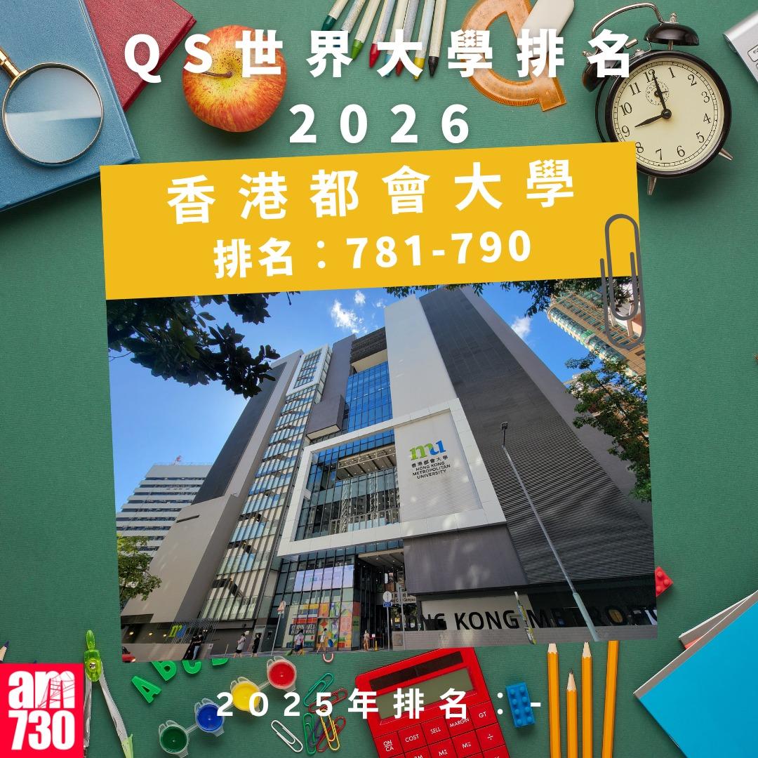 QS世界大學排名2026—本港大學排名 (am730製圖)