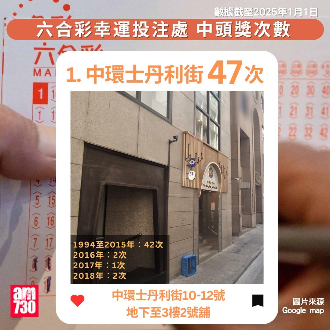 六合彩十大幸運投注站|中環士丹利街(數據截至2025年1月1日)