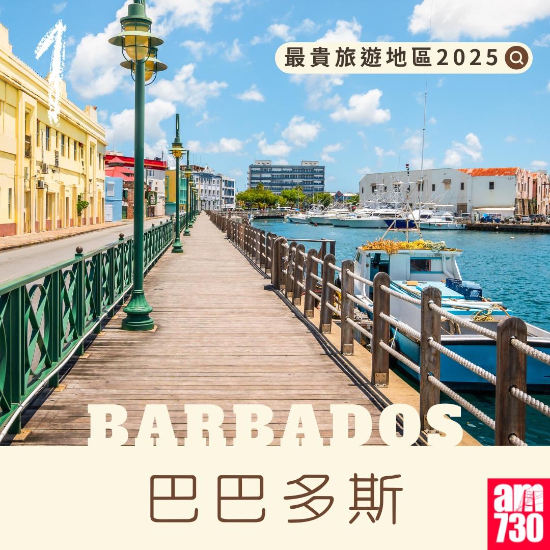 最貴旅遊地區|巴巴多斯(am730製圖)