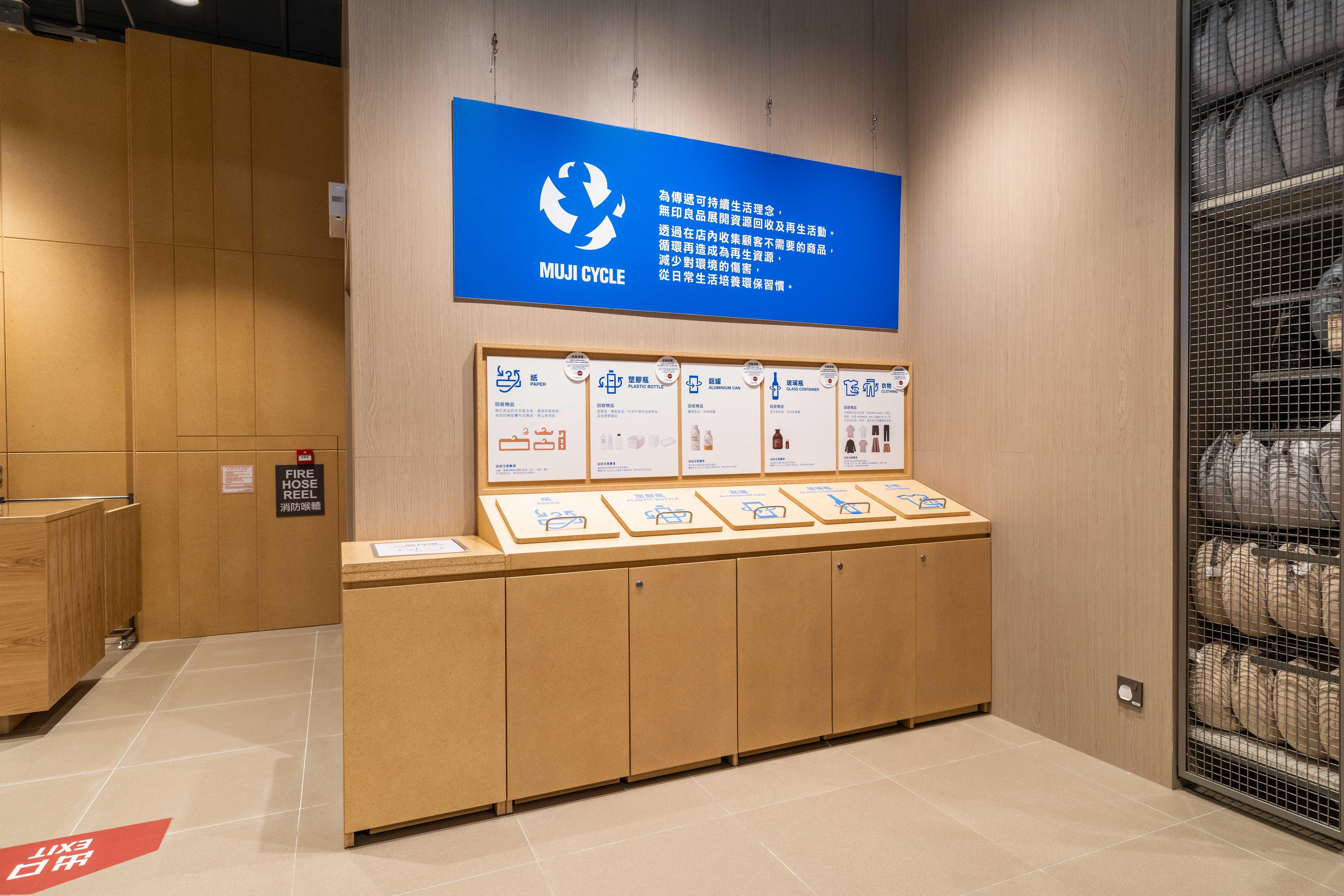 MUJI朗豪坊店增設資源再生回收箱MUJI CYCLE。