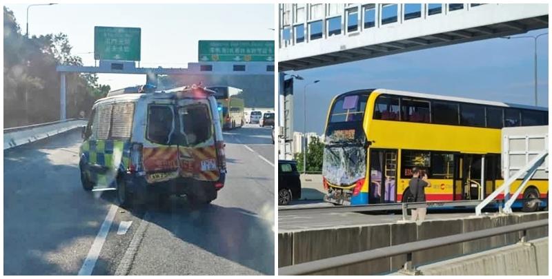 港深西部公路發生交通意外,涉及巴士和警車,數名巴士乘客和一名警員受傷送院。據了解,案中警員由橋上跌下,他被送往屯門醫院治理。 小心駕駛(討論別人同駕駛態度)FB