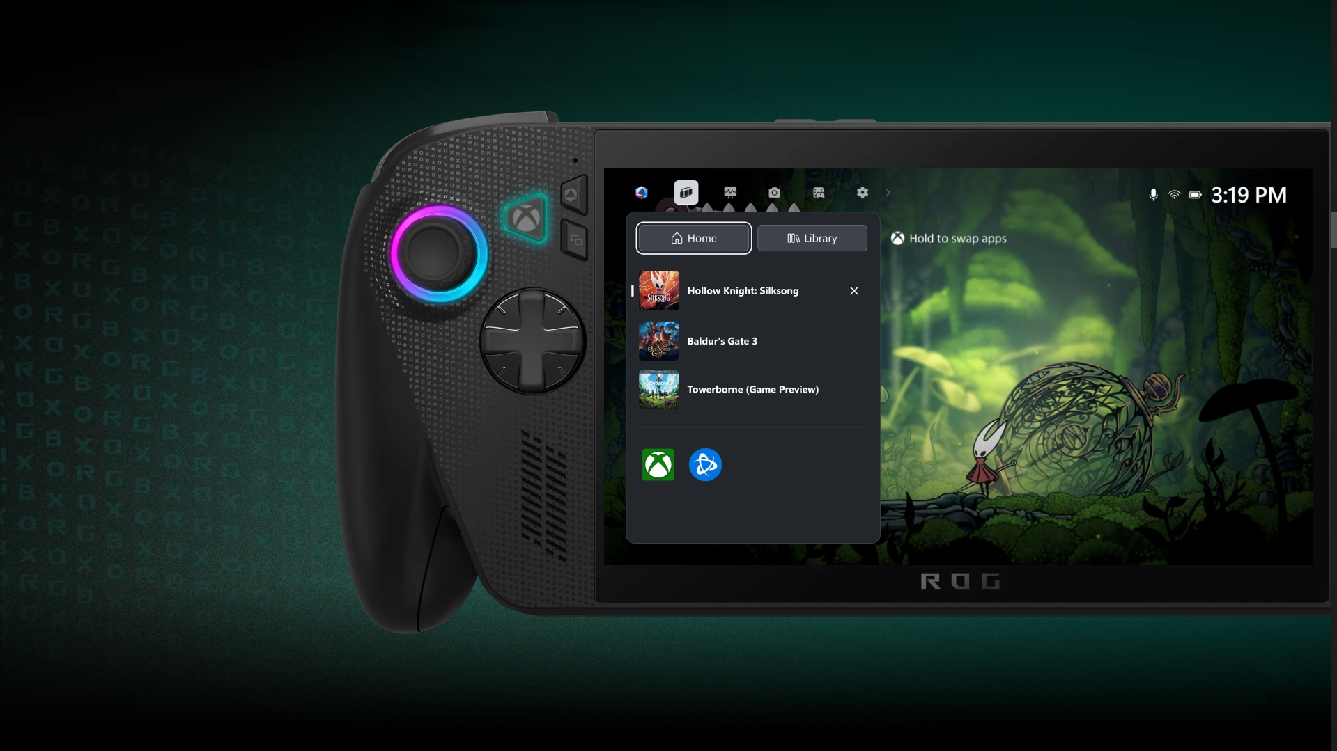 ROG Xbox Ally設有Xbox鍵及遊戲欄功能。