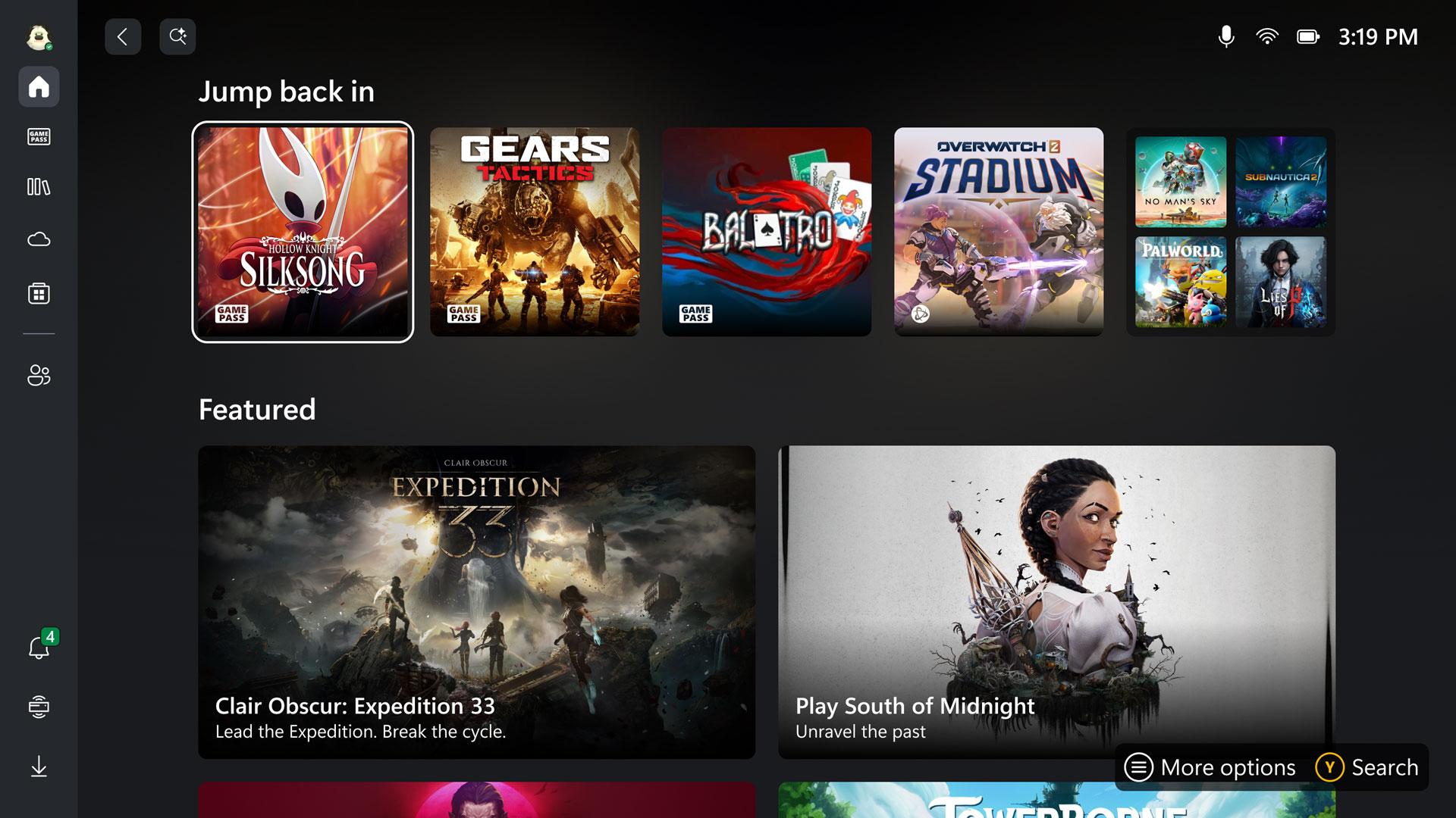 ROG Xbox Ally遊戲庫版面。