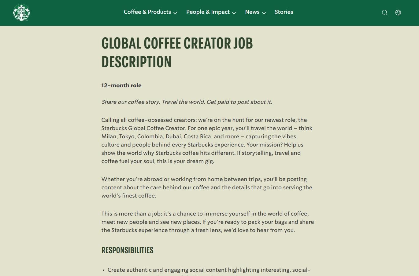 星巴克發布的招聘公告。(互聯網)
