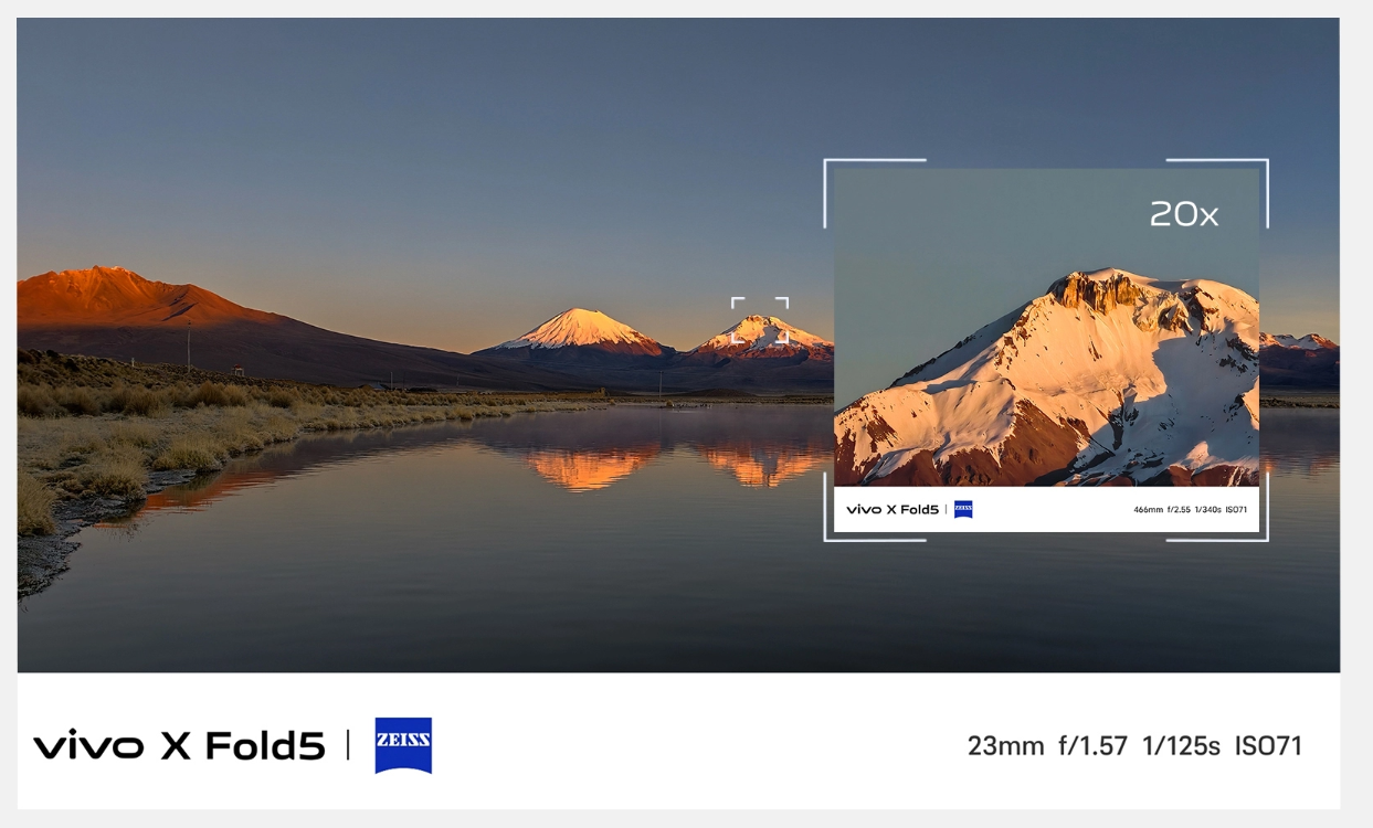 vivo X Fold5焦距達100倍變焦。
