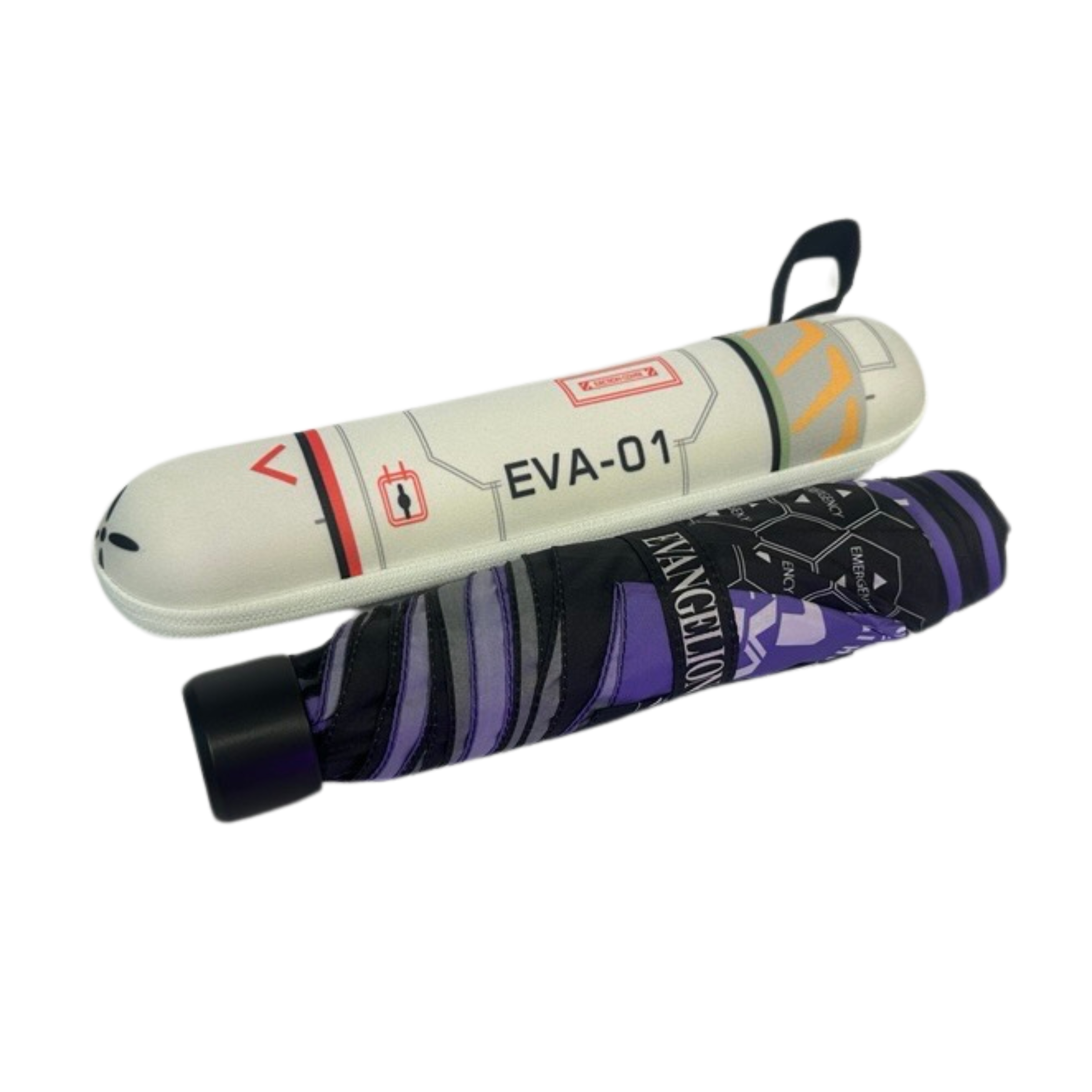 《新世紀福音戰士》縮骨遮。傘面印有初號機頭像與背影,並配上EVA獨有的六角形花紋,型格又搶眼。