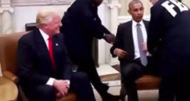 特朗普在旗下社交平台Truth Social上傳一段前總統奧巴馬被捕的人工智能(AI)生成影片。(AI生成影片)