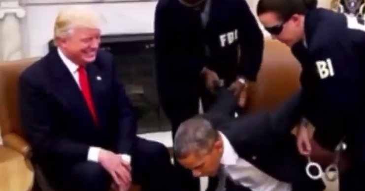 特朗普在旗下社交平台Truth Social上傳一段前總統奧巴馬被捕的人工智能(AI)生成影片。(AI生成影片)