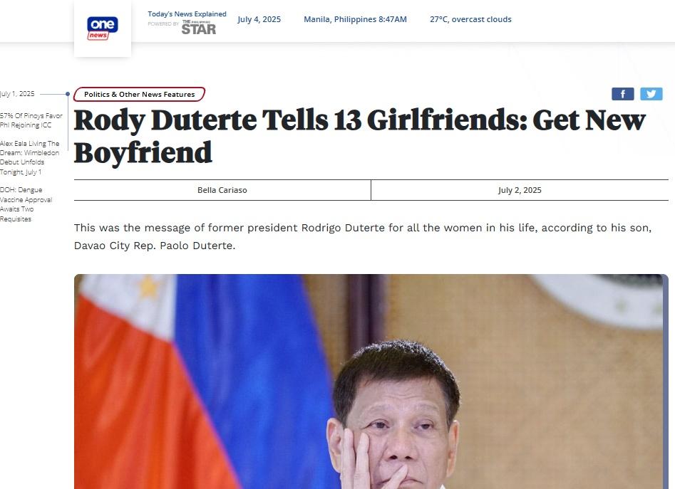 《POLITIKO》、《The Filipino Times》與《The Philippine STAR》報道。