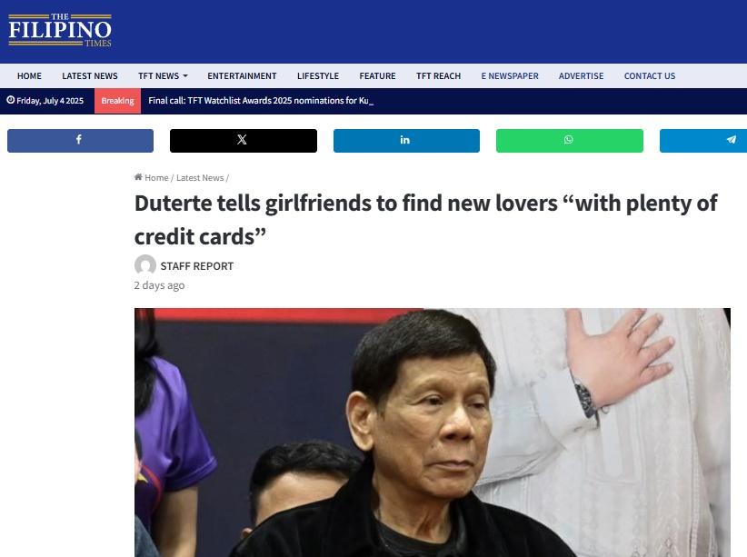 《POLITIKO》、《The Filipino Times》與《The Philippine STAR》報道。