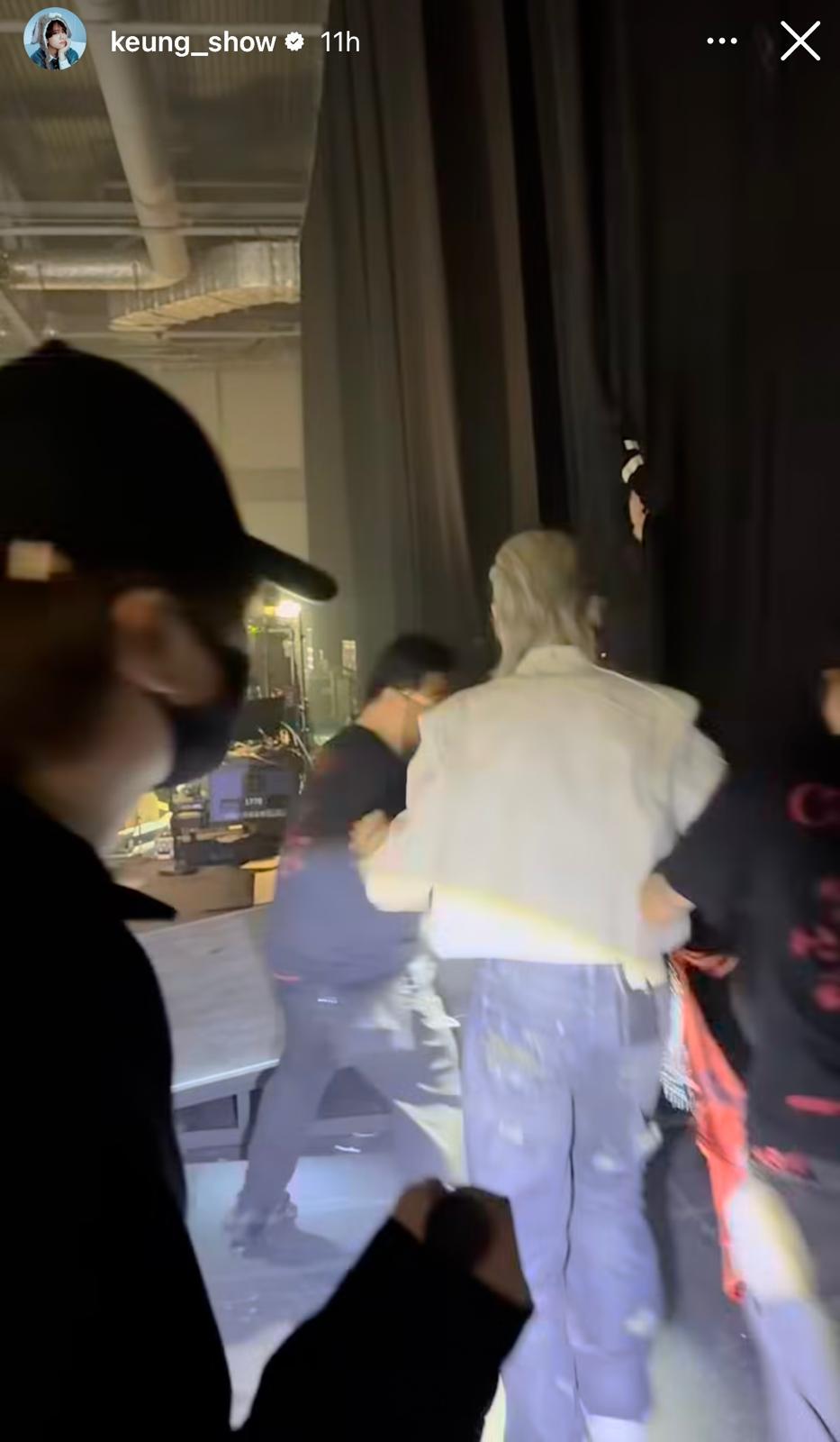 姜濤在後台喬裝成保安,起初沒有被Jeremy發現。(姜濤IG)